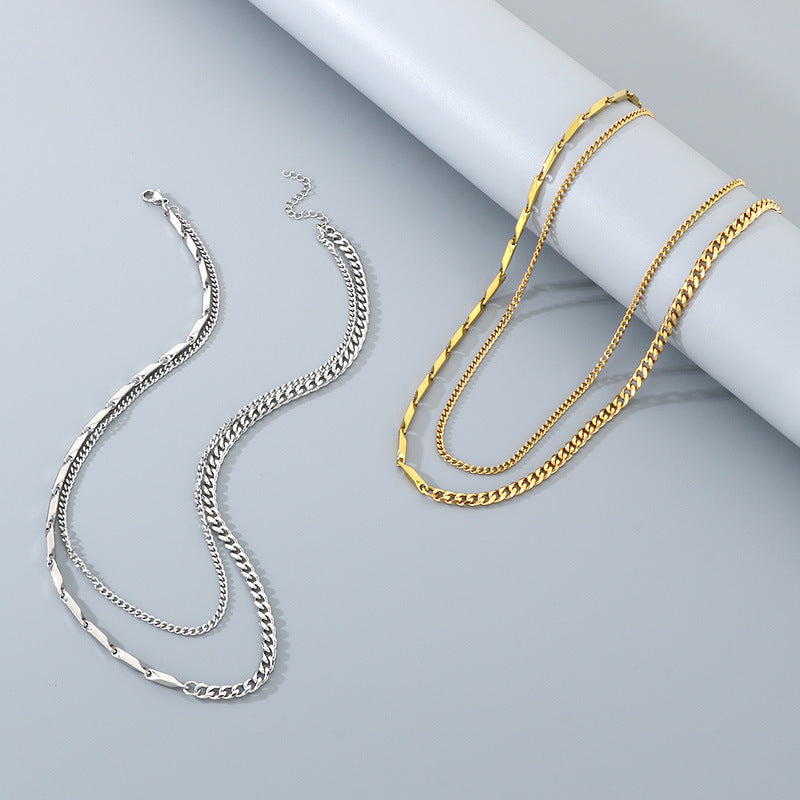 Planderful Layered Cuban Necklace for Men Double Chain Sturdy