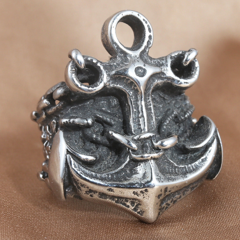 Personalized Retro Titanium Steel Anchor Ring for Men - Trendy Stainless Steel Accessories