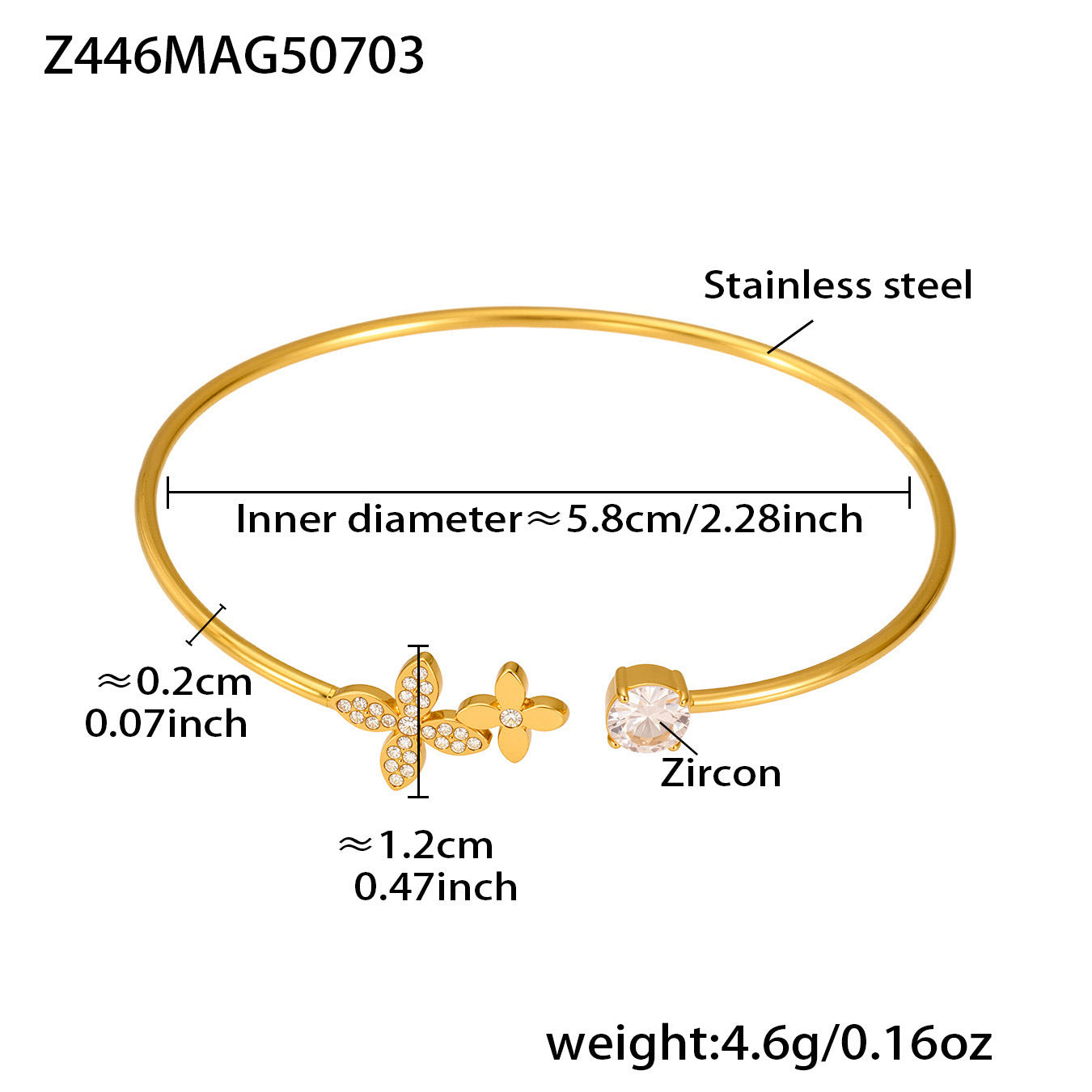 Planderful Coral Bead Opening Bracelet For Women 18K Gold