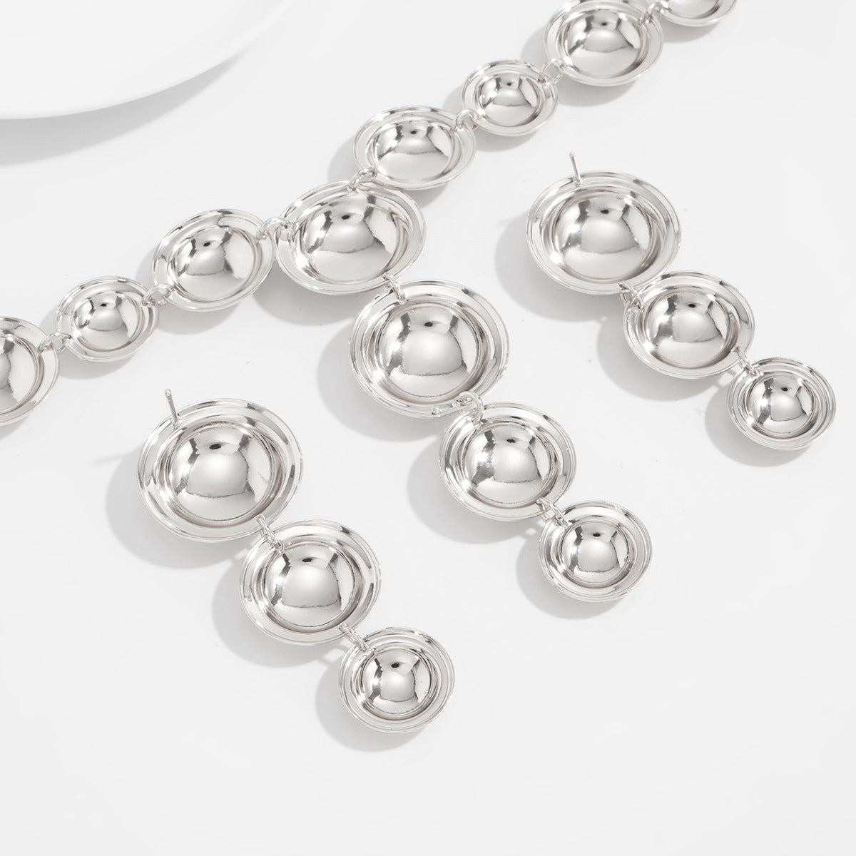 Bubble Metal Y-Necklace & Earrings Set