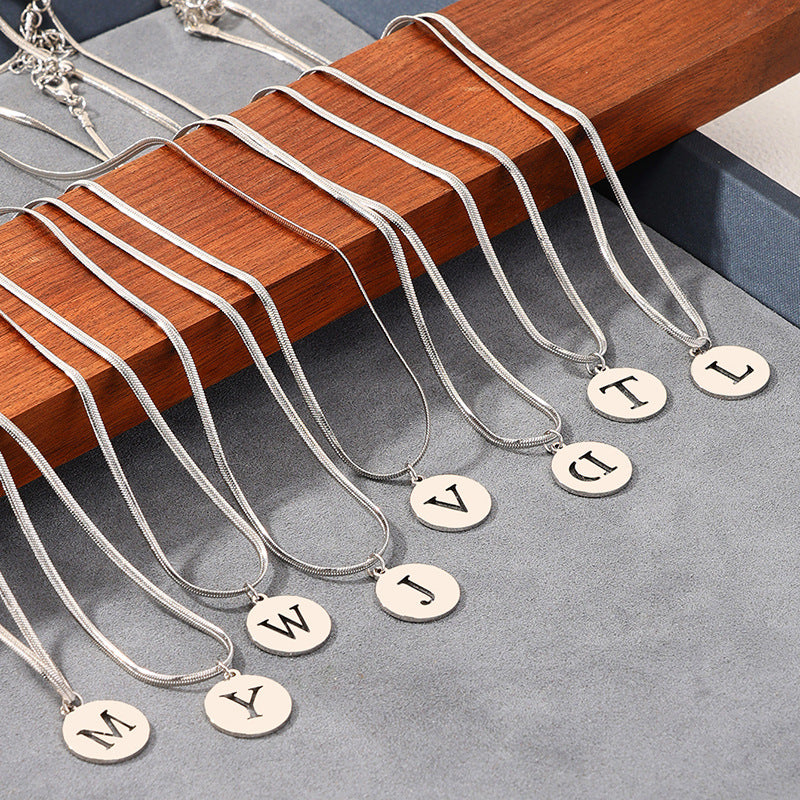 Chic Metal Chain Necklace with Hollow Letter Pendant