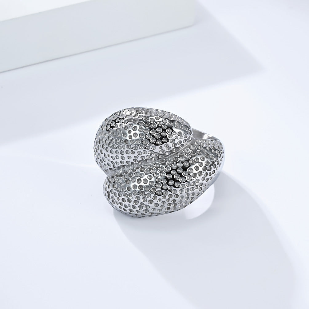 Planderful Gold Plated Titanium Steel Ring For Women Durable Non Fade Finish Light Luxury High End Jewelry