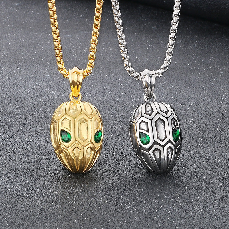 Planderful Zodiac Snake Pendant Vintage Stainless Steel Men