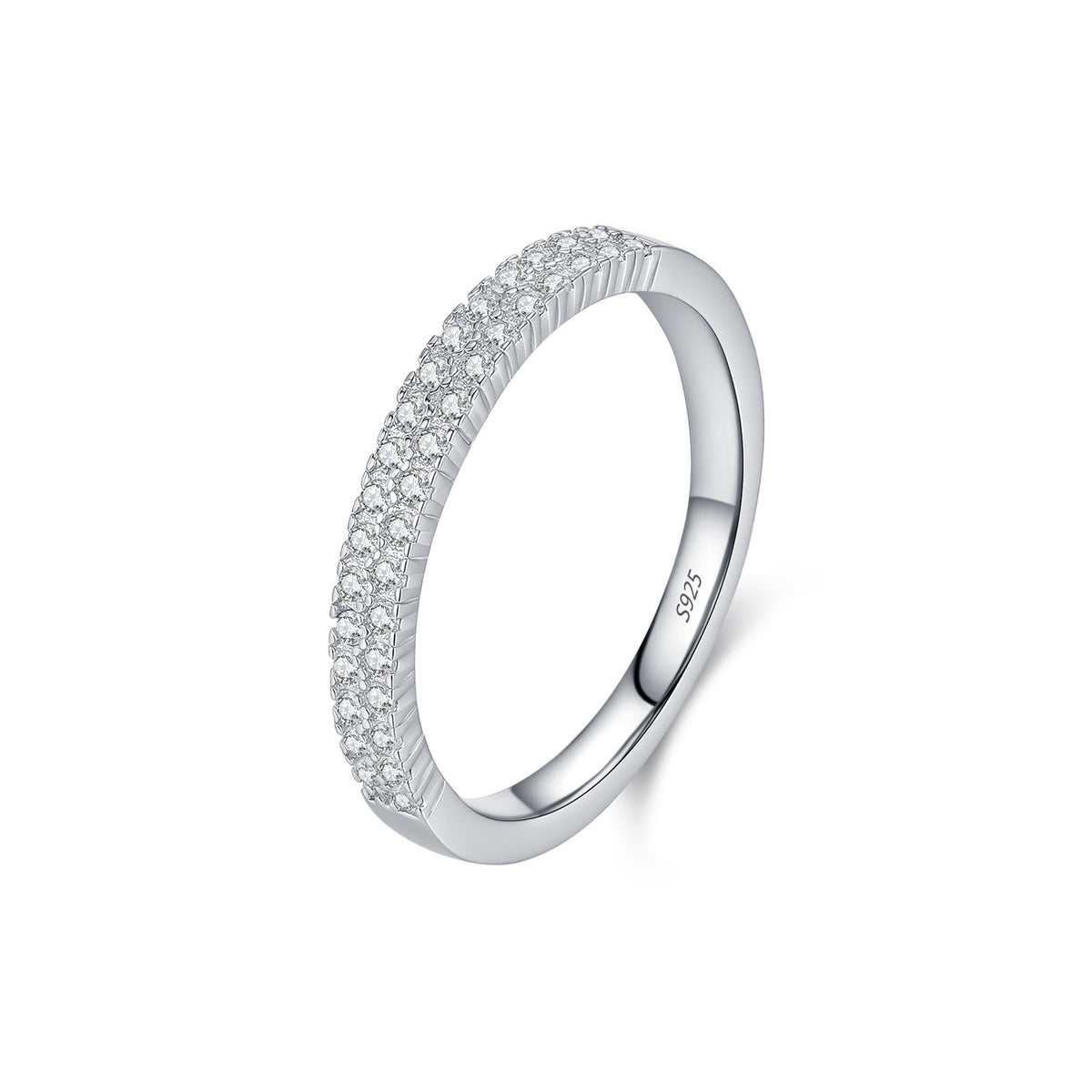 S925 Sterling Silver Slim Moissanite Row Band