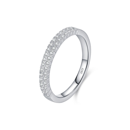 S925 Sterling Silver Slim Moissanite Row Band