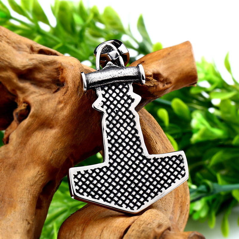 Titanium Steel Viking Thor's Hammer Pendant - European and American Men's Unique Jewelry
