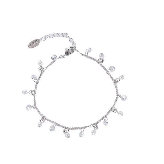 Crystal and Pearl Sterling Silver Bracelet for Women