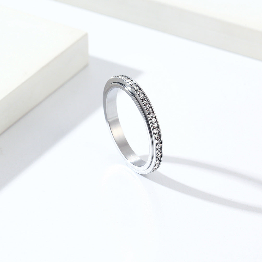 Planderful Zircon Rotating Stack Ring For Women Elegant Light Luxury Jewelry Everyday Genie