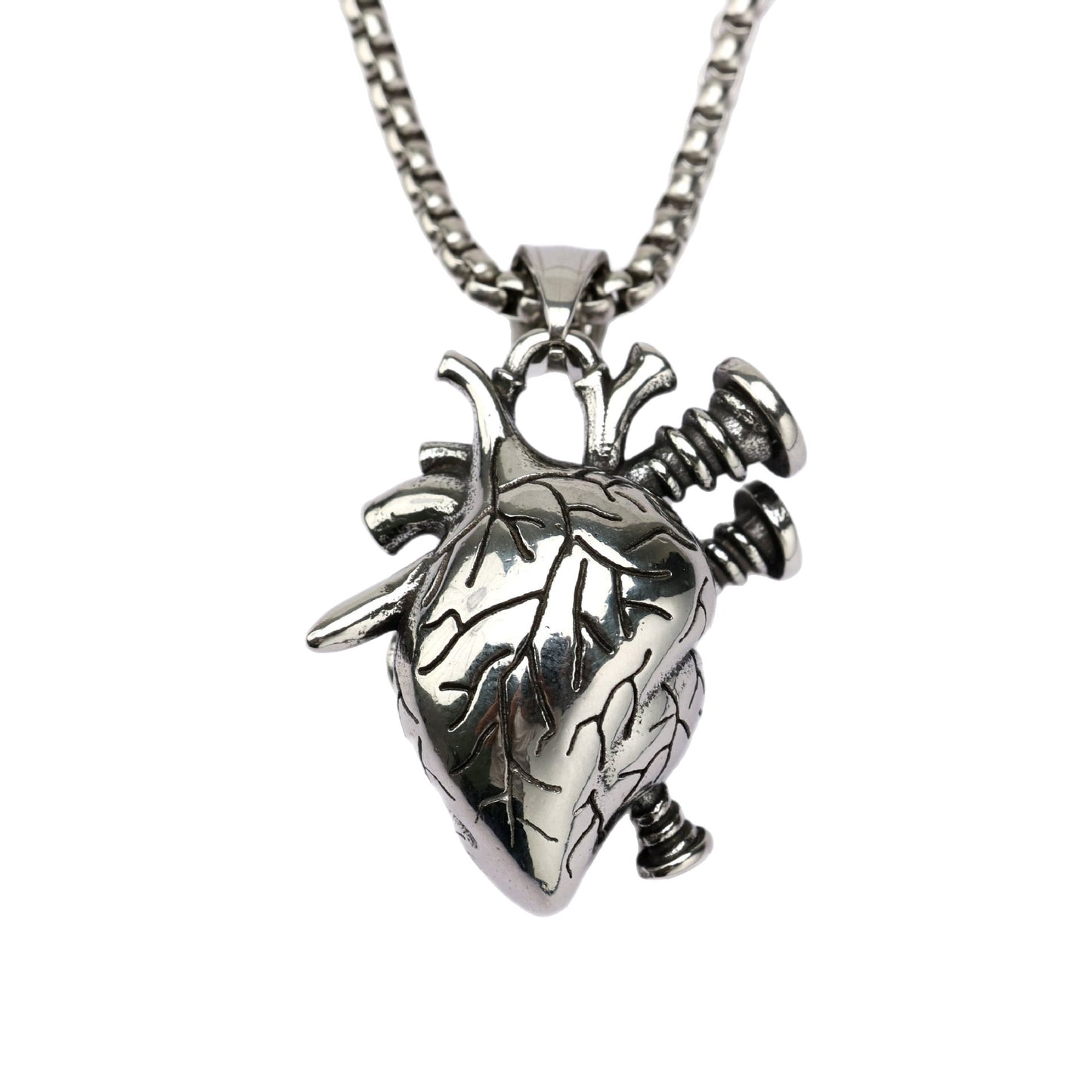 Planderful Personalized Titanium Steel Punk Heart Pendant For Men Retro Screw Design