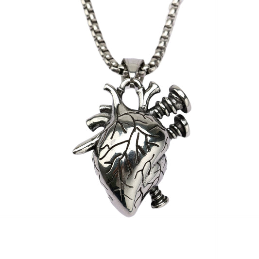 Planderful Personalized Titanium Steel Punk Heart Pendant For Men Retro Screw Design
