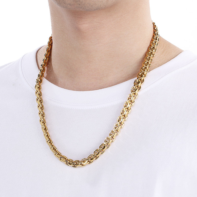 Interlocking Bracelet Necklace Hip Hop Titanium Steel Men