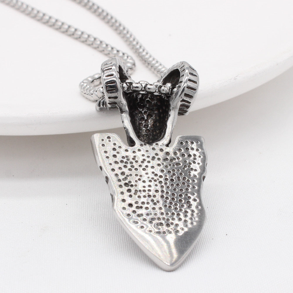 Planderful Titanium Steel Viking Shield Ram Pendant Unisex Jewelry For Men And Women Bold Protection