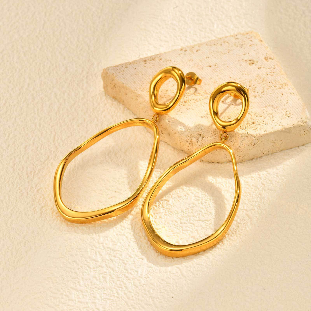 Gold-Tone Organic Open Teardrop Earrings