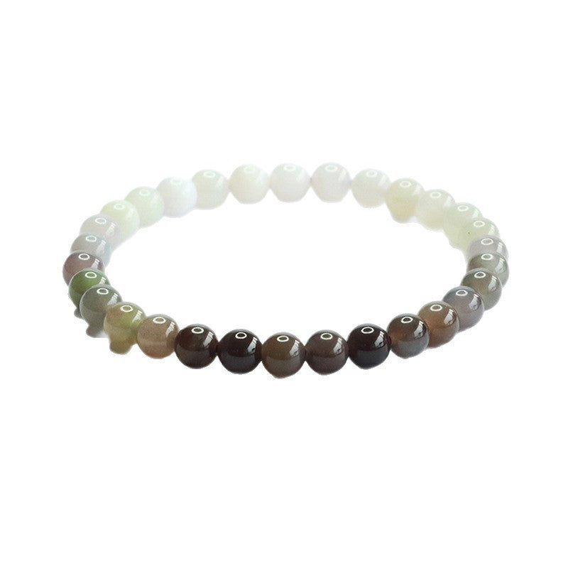 Smoke Purple Hetian Jade Round Bead Bracelet