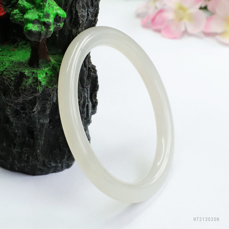 Smoke-Purple Hetian Jade Round Bangle
