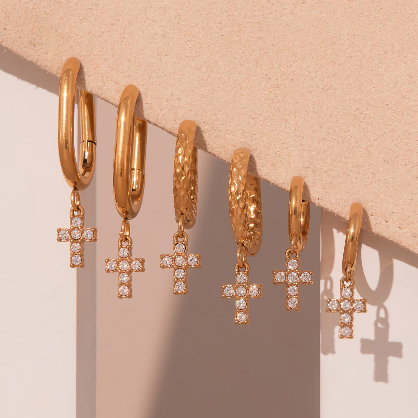 Planderful Zircon Cross Earrings Gold Plated Everyday Genie