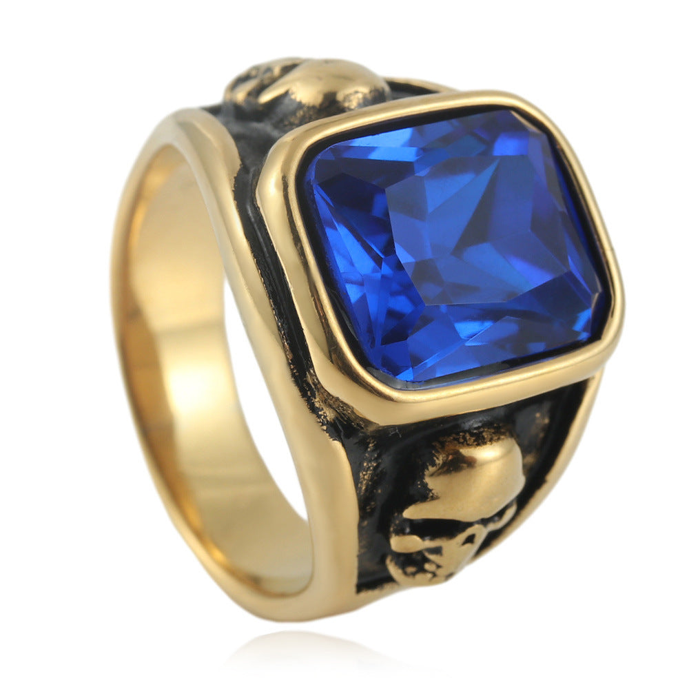 Planderful Titanium Steel Ring Multi Colored Stone Unisex Bold Statement For Men