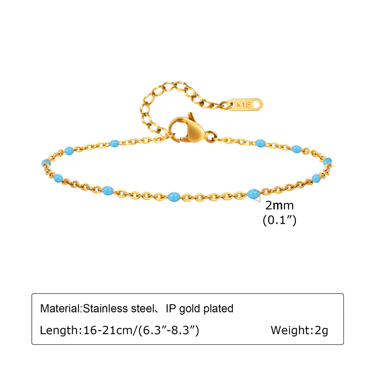 Necklaces Pomeranian Mint Green Stainless Steel Bracelet for Women