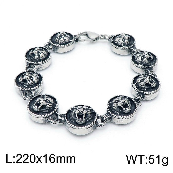 Planderful Zodiac Tiger Head Retro Titanium Bracelet Men
