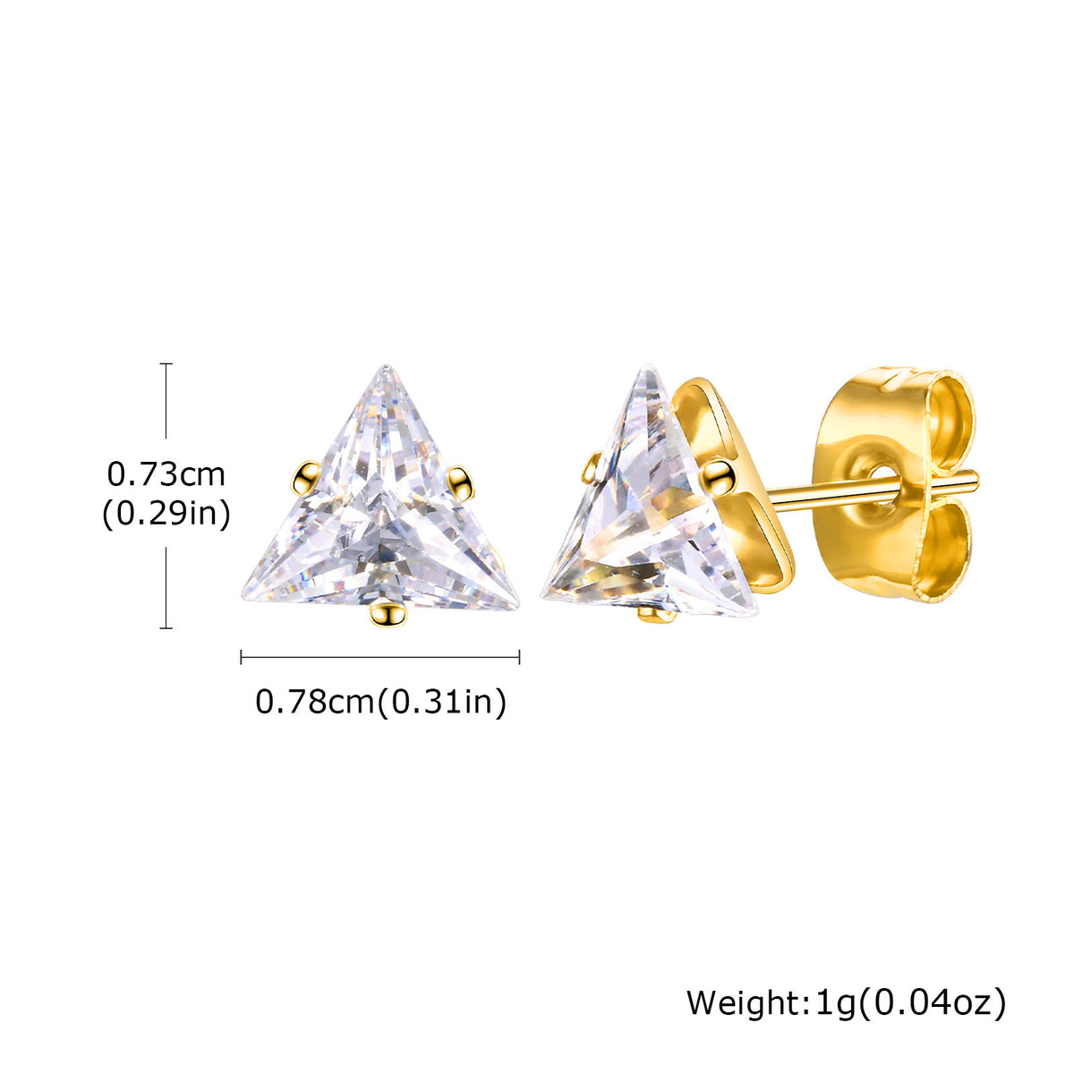 Triangle Crystal Stud Earrings — Gold or Black Pair