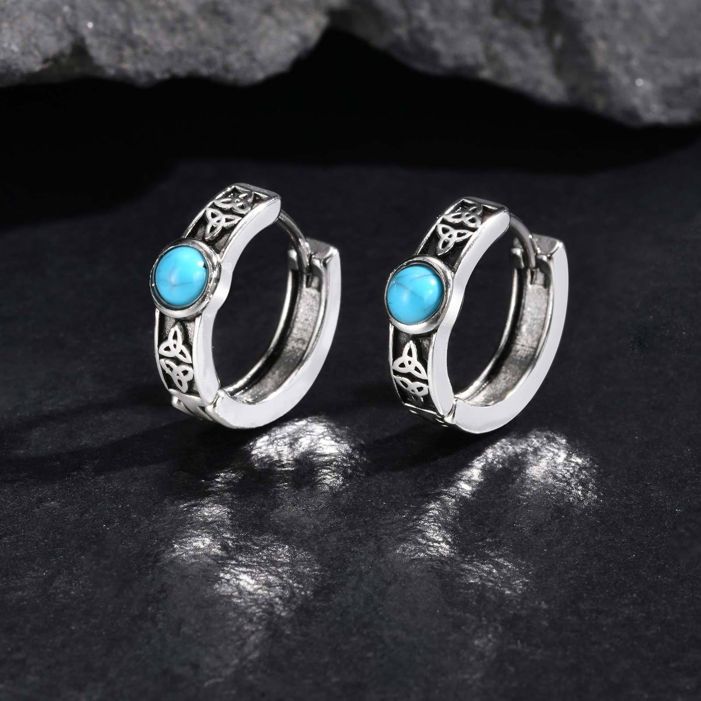 Planderful Men Turquoise Celtic Knot Daily Wear Earrings