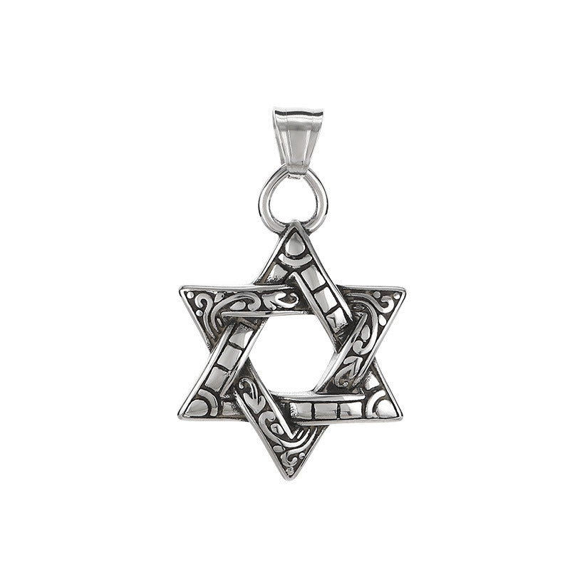Mythical Moon Celtic Knot Amulet Phoenix Flame Hexagram Titanium Steel Men's Pendant Necklace