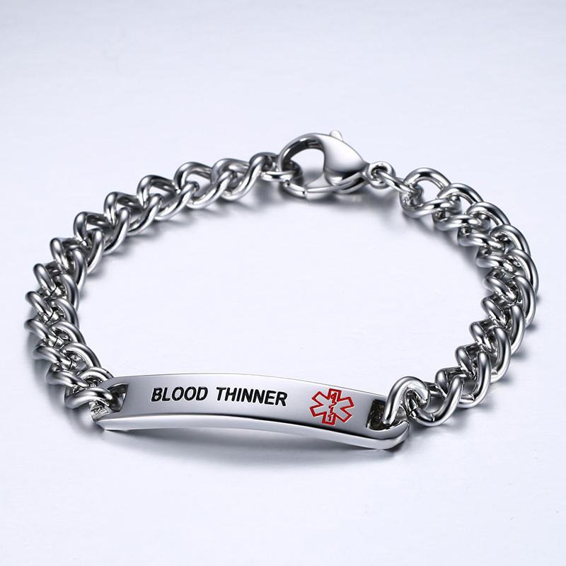 Cross-Border Jewelry Bracelet 12MM Stainless Steel Curved Medical Logo Bracelet Men's Titanium Steel Bracelet for Men