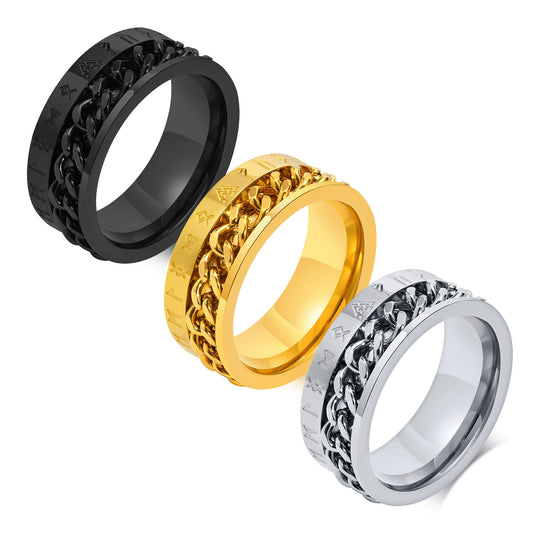 Stainless Steel Men's Fashion Viking Luenwen Chain Ring