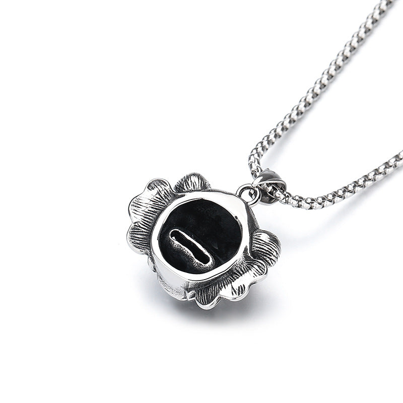 Steel Necklace - Vintage Lion Head Pendant
