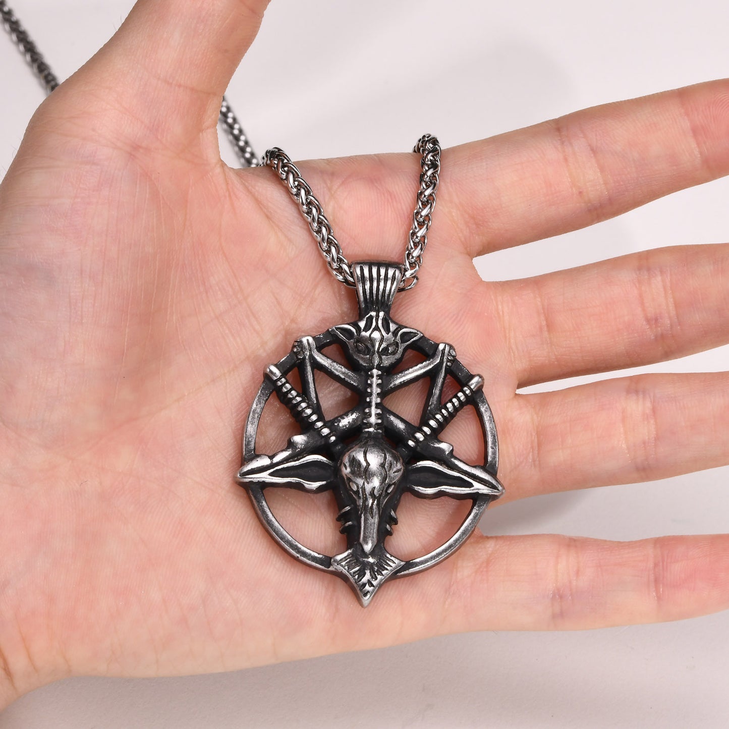 Stainless Steel Punk Satan Goat Head Pendant Retro Men