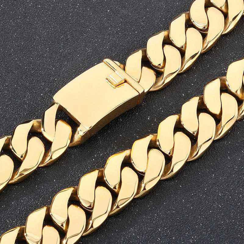 Planderful Everyday Genie Cuban Chain Mens Necklace Titanium