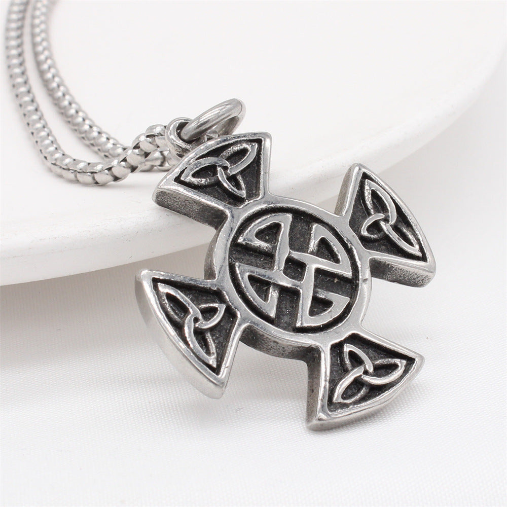 Planderful Titanium Steel Viking Cross Pendant For Men And Unisex Protection Durability