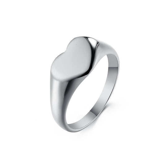 European And American French Love-Shaped Titanium Steel Ring