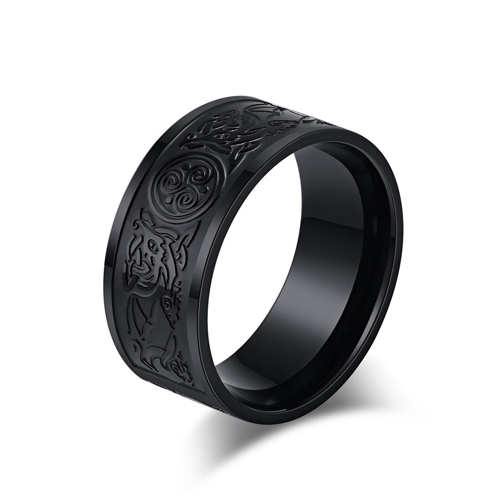 Planderful Celtic Knot Titanium Steel Ring Unisex Durable Ethnic Style Jewelry For Everyday Wear