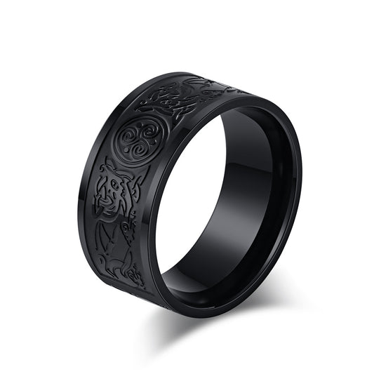 Planderful Celtic Knot Titanium Steel Ring Unisex Durable Ethnic Style Jewelry For Everyday Wear