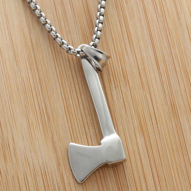 Titanium Steel Axe Pendant Necklace for Men - Punk Retro Trendy Design by Planderful
