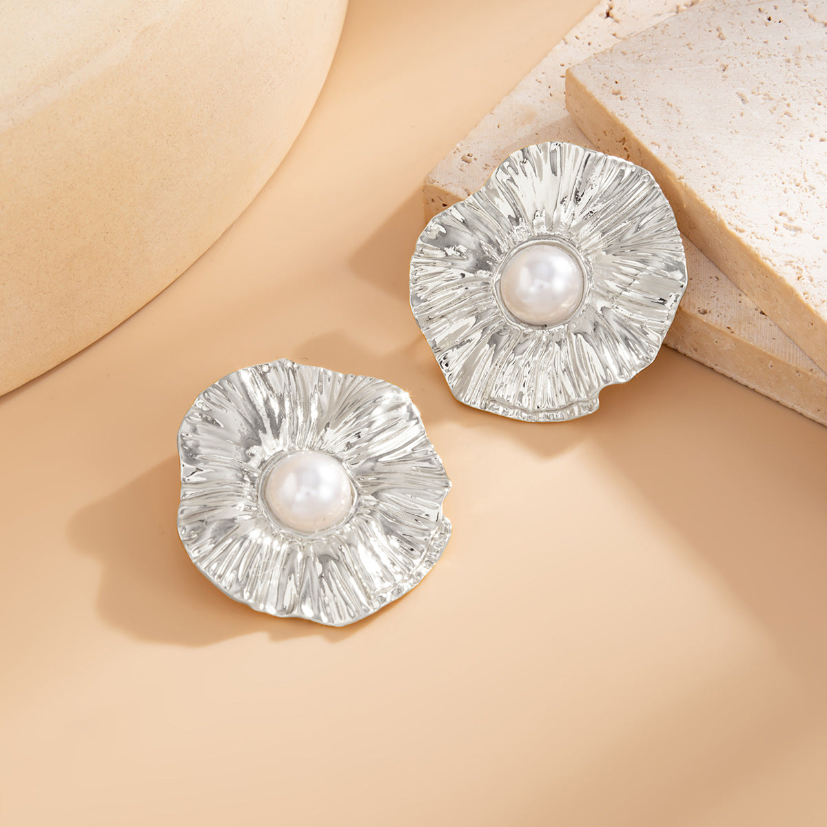 Planderful Vienna Verve Earrings – Creative Geometric Design with Pearl Accents