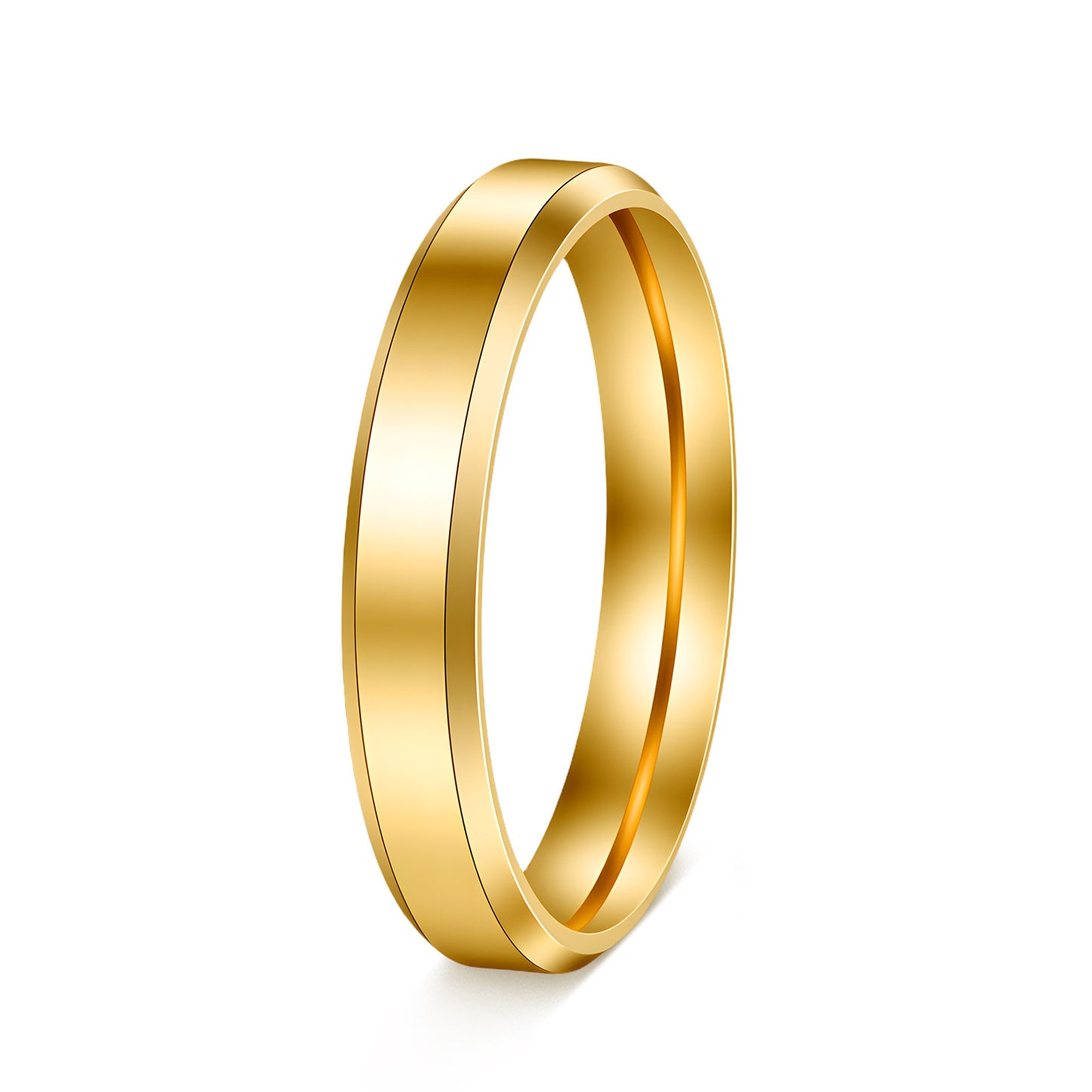 Planderful Everyday Genie Titanium Steel Ring Unisex 4mm 6mm 8mm Glossy Double Beveled Finish