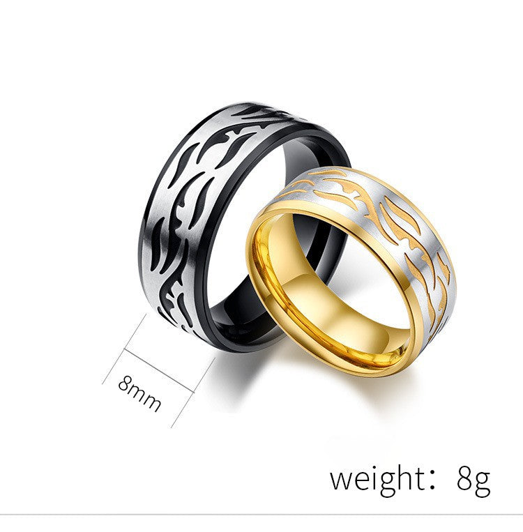 Chinese Pattern Stainless Steel Ring for Men