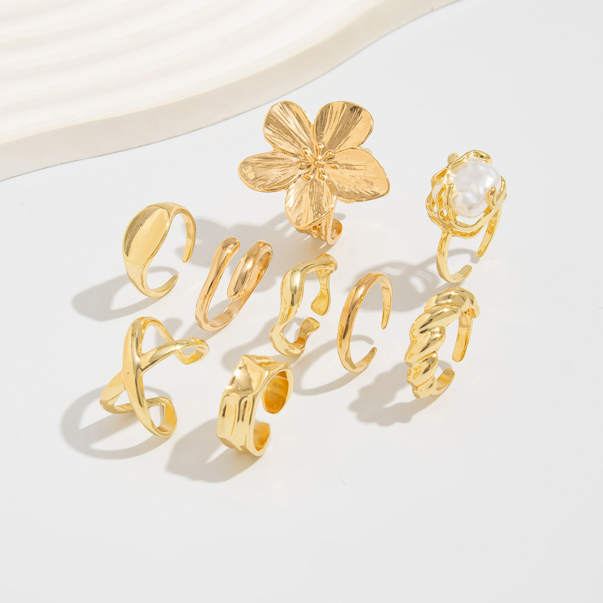 Planderful Pearl Flower Ring Adjustable Opening For Women Elegant Statement Jewelry Vienna Verve