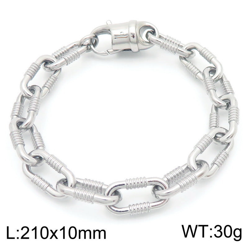 Mens Titanium Steel Bracelet Planderful Skull Buckle Bold