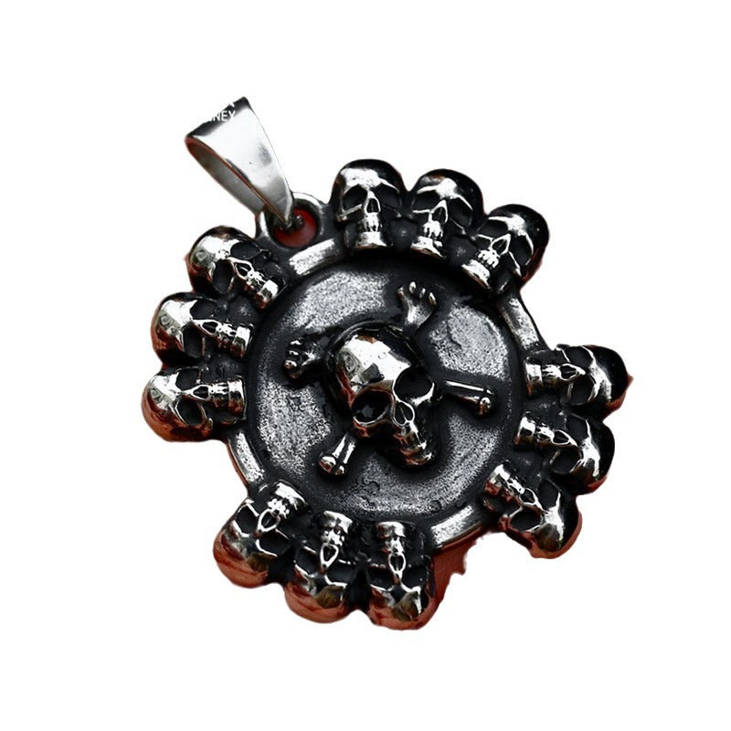 Titanium Steel Skull Pendant for Men - Punk Hip-Hop Style, Wholesale Retro Jewelry
