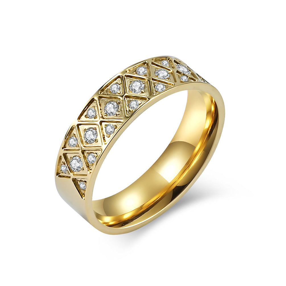 Cross-Border European and American Titanium Steel Zircon Ring