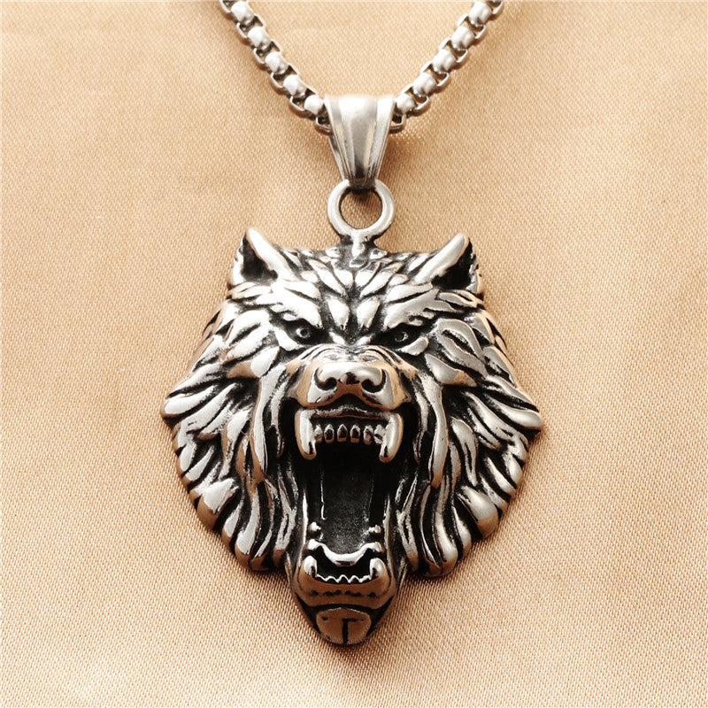 Personalized Titanium Steel Lion Head Pendant Necklace for Men - Retro Punk Style
