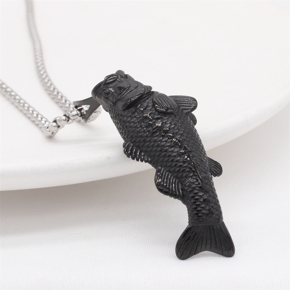 Planderful Everyday Genie – European and American Retro Goldfish Titanium Steel Pendant for Men