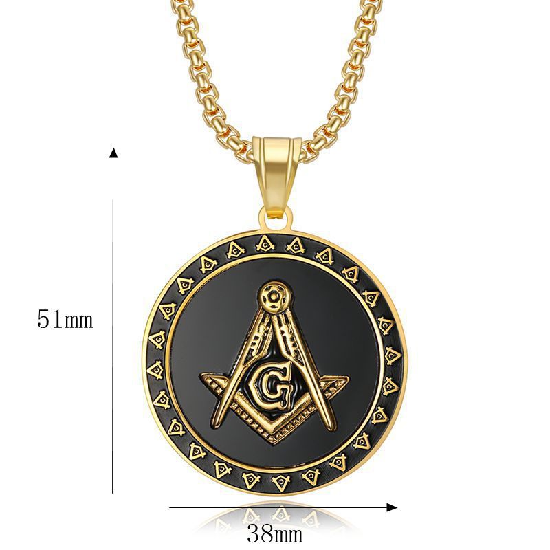 Planderful Everyday Genie Titanium Steel Gold Plated Masonic Pendant Necklace for Hip Hop Fans