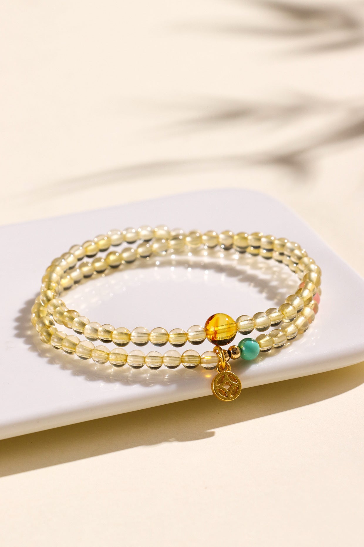 Planderful Fortune's Favor Bracelet – Elegant Double Circle Design with Citrine and Turquoise Stones