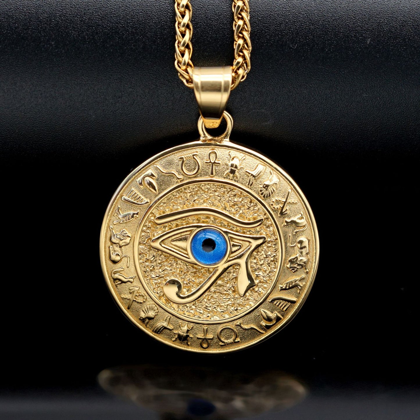 Steel Necklace – Statement Eye Of Horus Pendant In Egyptian Inspired Design By Planderful