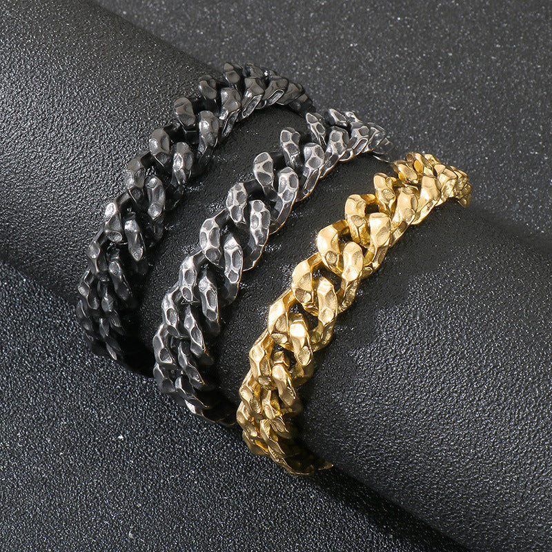 Planderful Beating Pattern Cuban Chain Men Bracelet