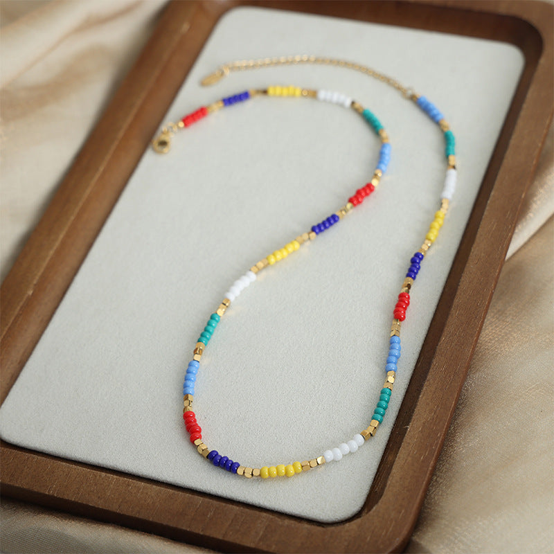 Sugar Titanium Handmade Beaded Necklace with Colorful Beads